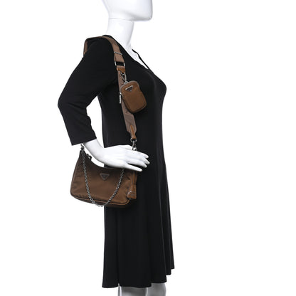 Prada Tessuto Nylon Saffiano Re-Edition 2005 Shoulder Bag Cacao 2 of 12