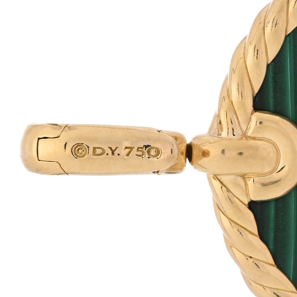 18K Yellow Gold Malachite DY Elements Disc Pendant