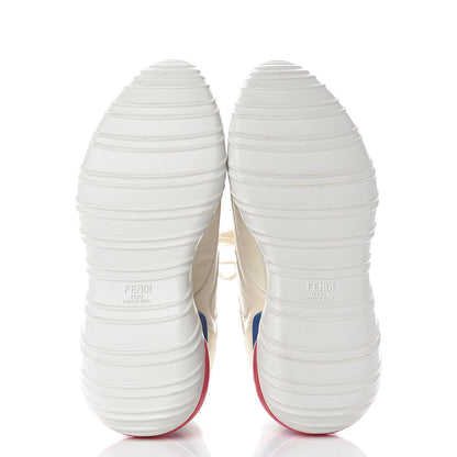 Fendi X FILA Vitello Mania Painted Womens Chunky Sneakers 40 Ice White Caipiroska Blueberry 5 of 9