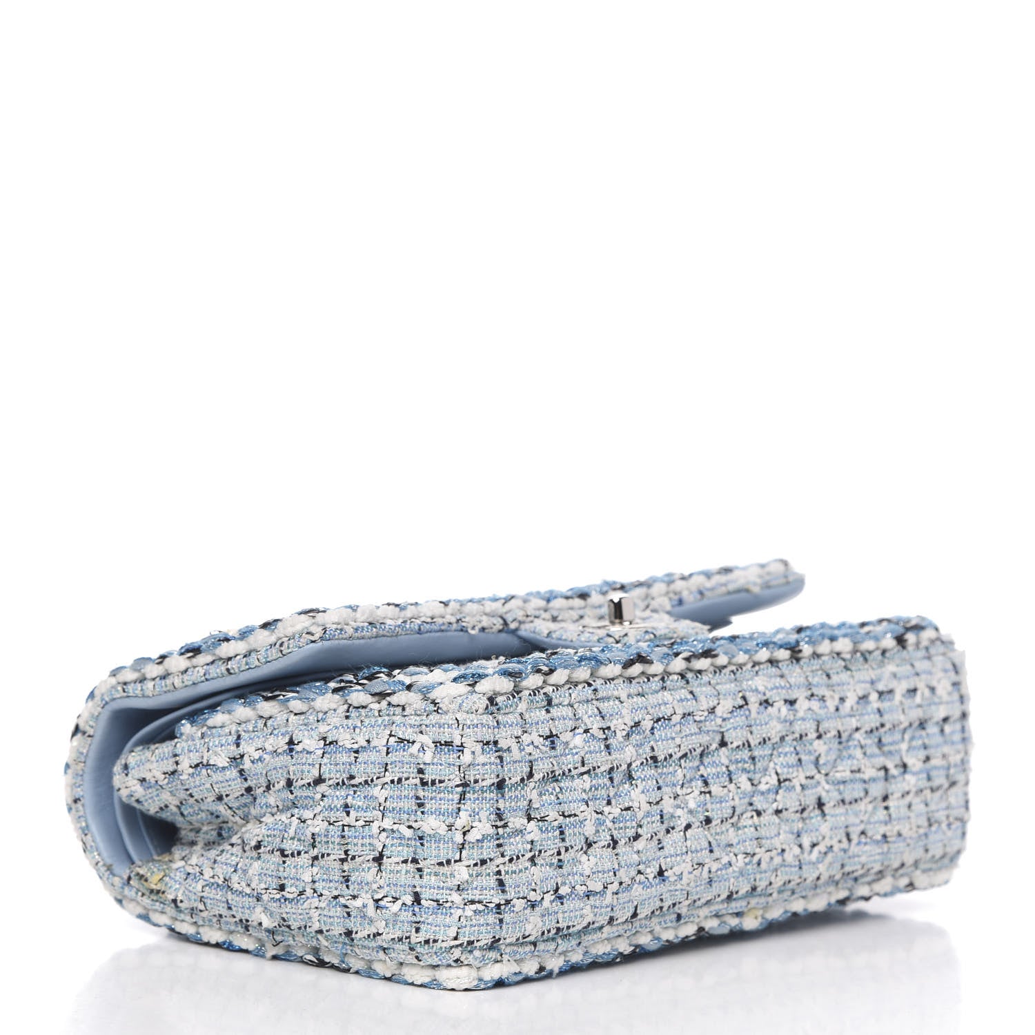 Chanel Tweed Quilted Medium Double Flap Blue White 4 of 10