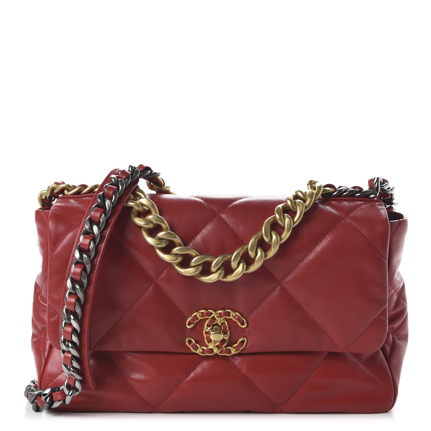 Chanel Goatskin Quilted Large 19 Flap Red 1 of 11