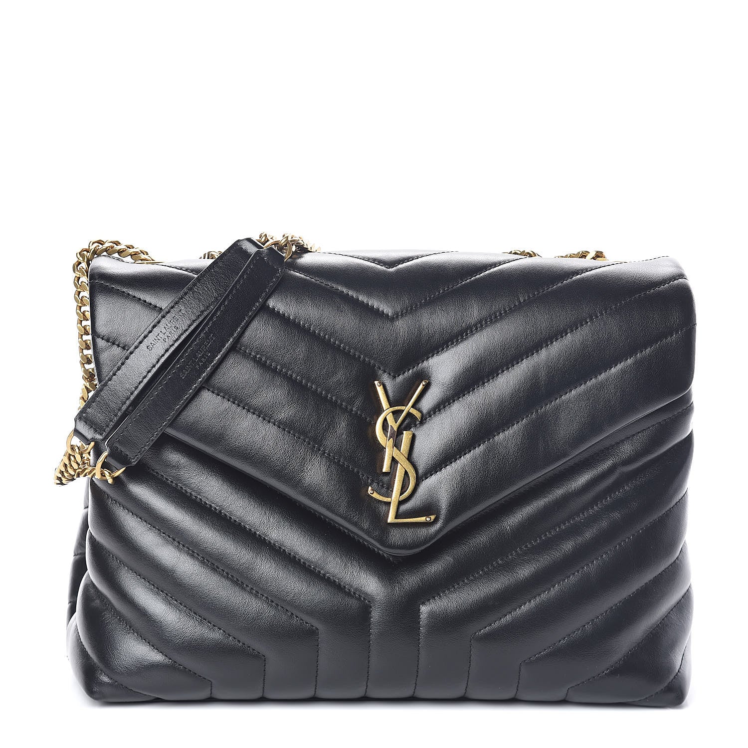Saint Laurent Calfskin Y Quilted Monogram Medium Loulou Chain Satchel Black 1 of 9