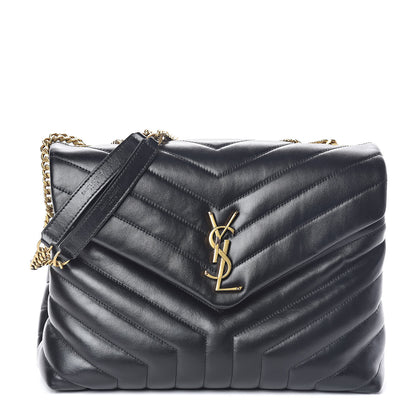 Saint Laurent Calfskin Y Quilted Monogram Medium Loulou Chain Satchel Black 1 of 9