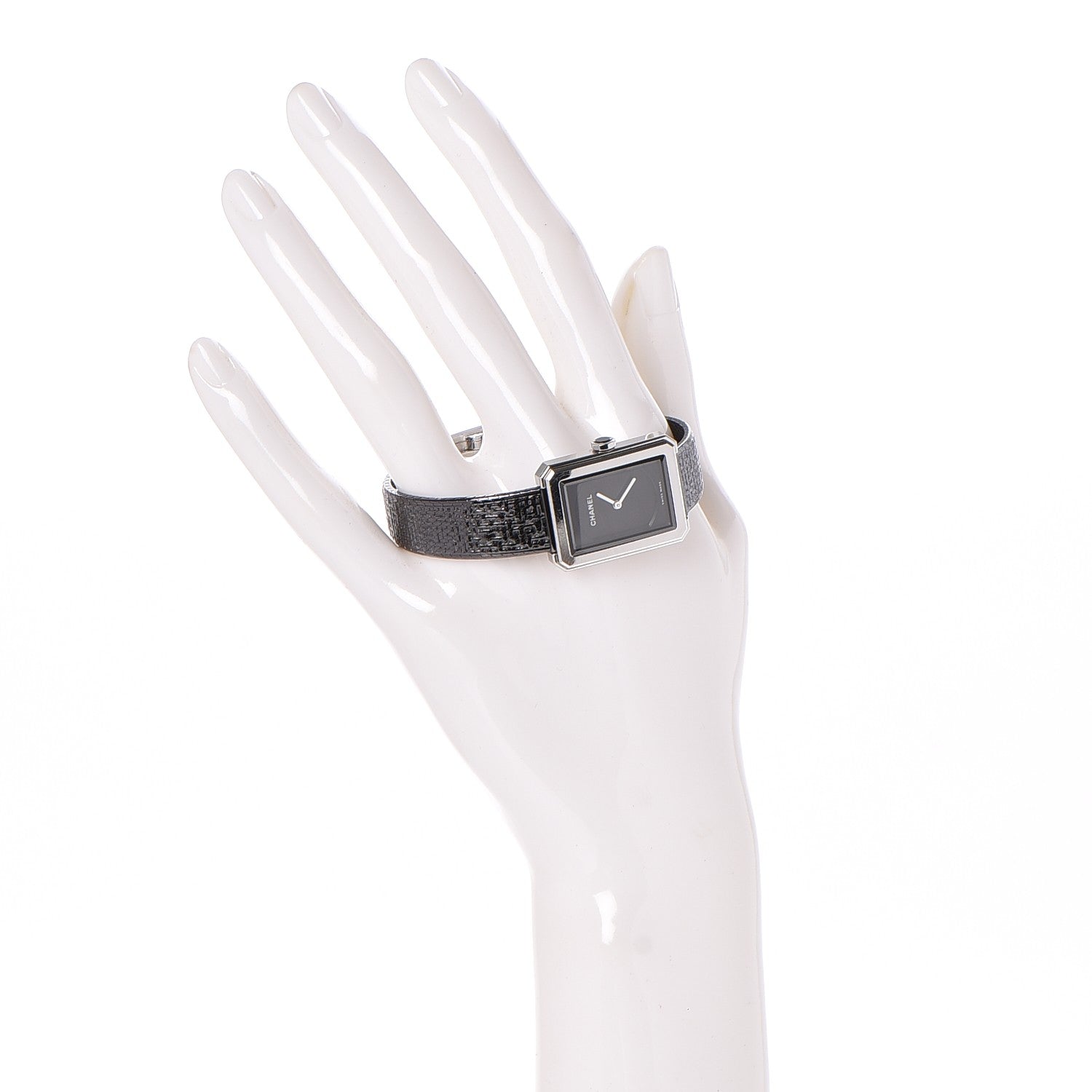 Chanel Stainless Steel Calfskin 21mm Boy-Friend Tweed Quartz Watch Black 2 of 7