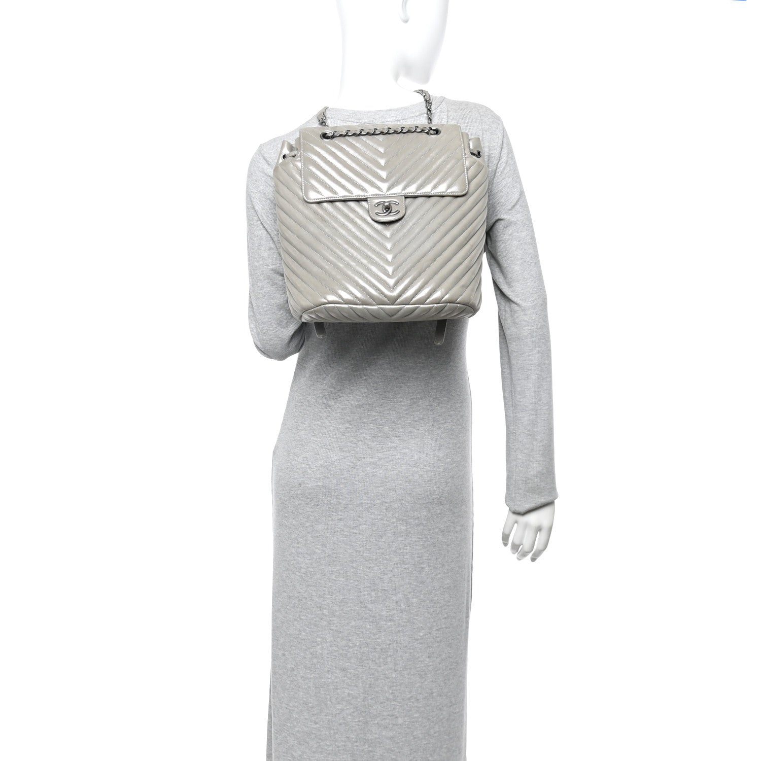 Chanel Iridescent Calfskin Chevron Quilted Small Urban Spirit Backpack Silver 2 of 10