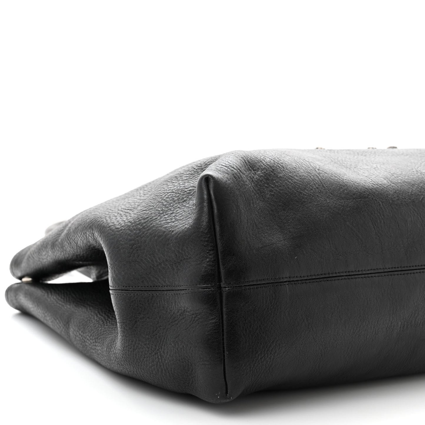 Grained Calfskin Fleur De Lis Tote Black