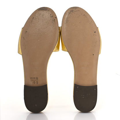 Fendi Nappa Laminata Cuoio Baguette Flat Slide Sandals 38 Gold 4 of 11