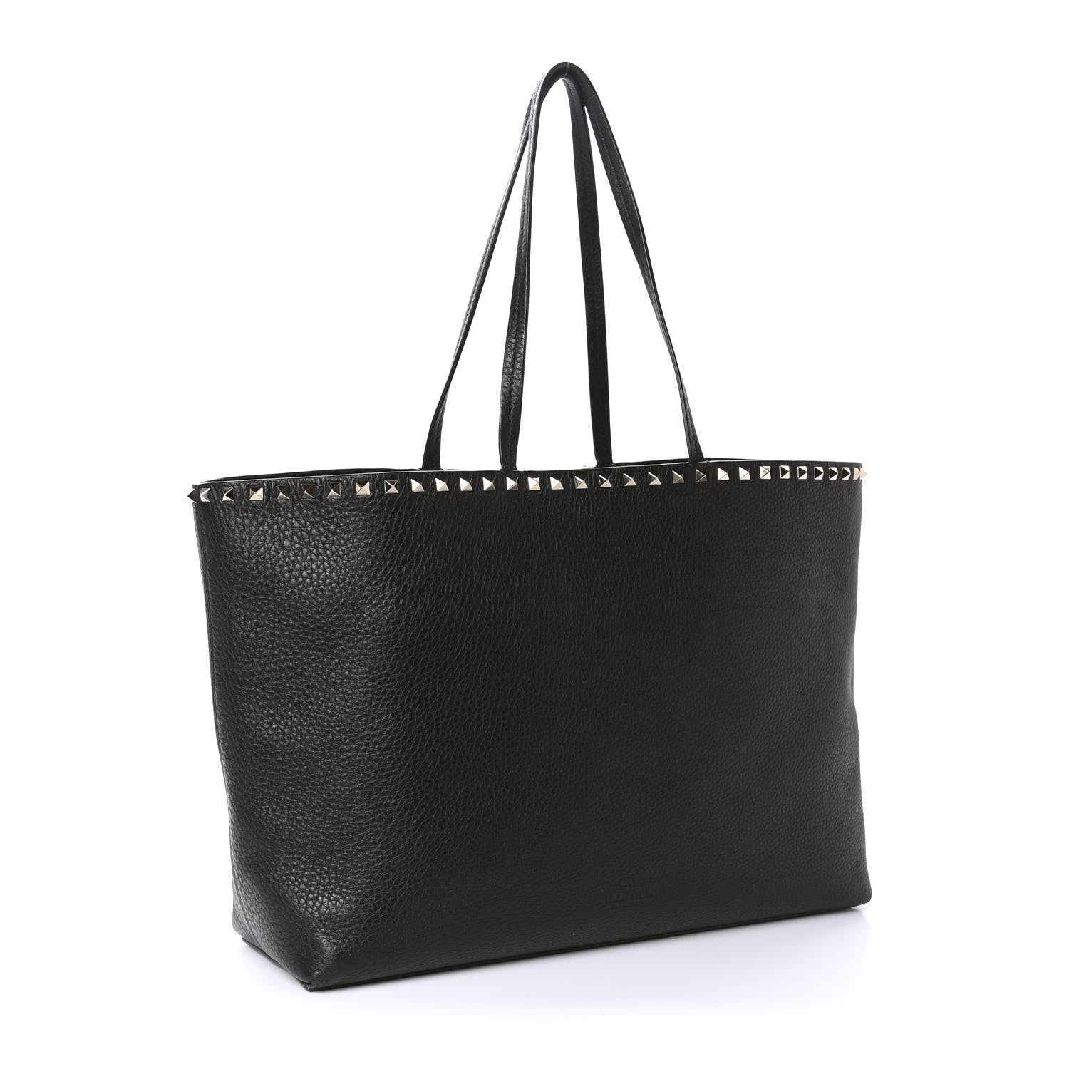 Valentino Garavani Grained Calfskin Rockstud Shoulder Tote Black 3 of 9