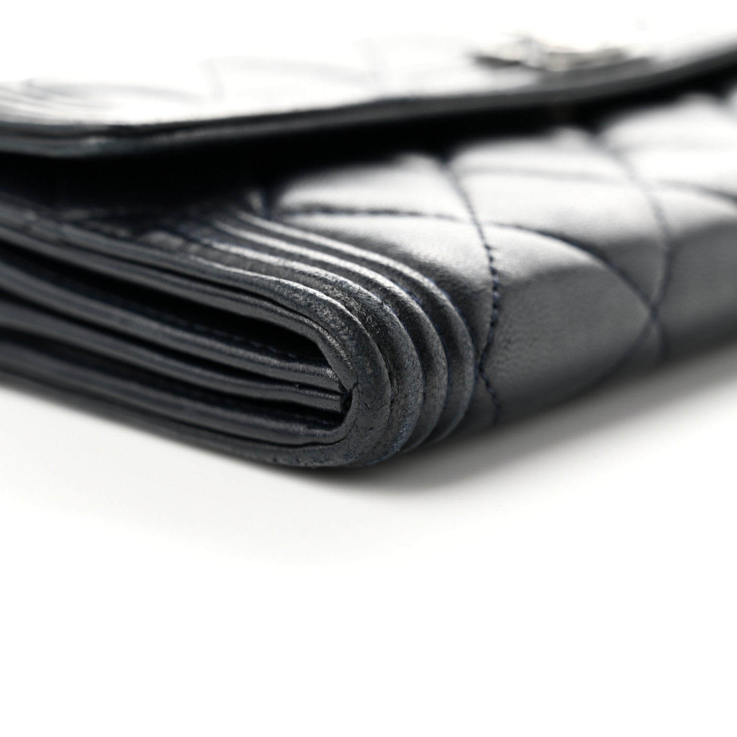 Chanel Lambskin Quilted Boy Large Gusset Flap Wallet Navy 11 of 12