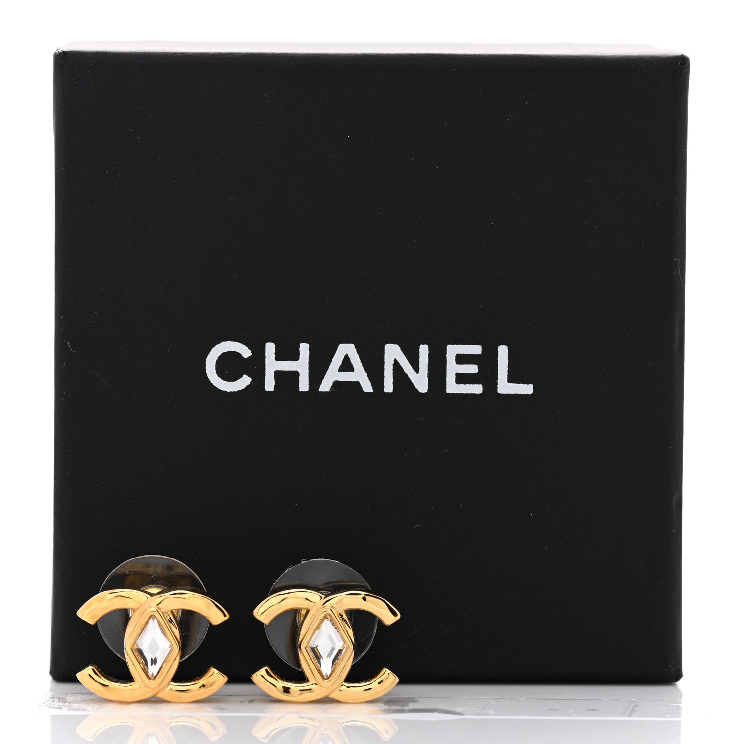 Chanel Metal Crystal CC Marquise Earrings Gold 5 of 5
