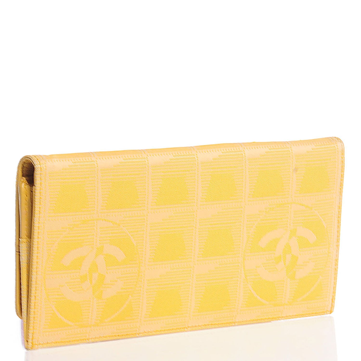 Chanel Nylon Travel Flap Wallet Yellow 3 of 9