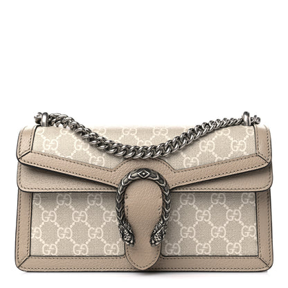 Gucci GG Supreme Monogram Textured Dollar Calfskin Small Rectangular Dionysus Shoulder Bag Beige Mystic White Oatmeal 1 of 10