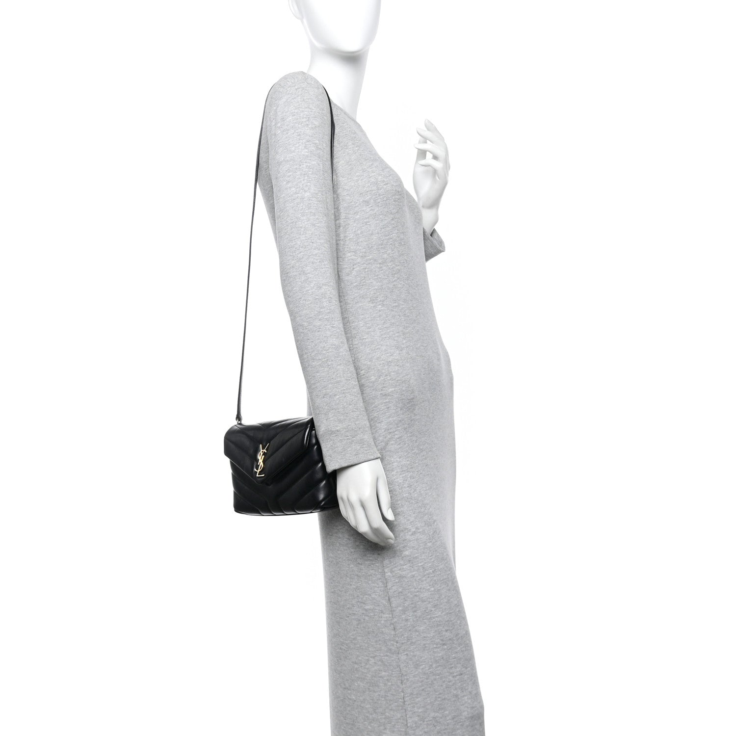 Saint Laurent Calfskin Y Quilted Monogram Toy Loulou Crossbody Bag Black 2 of 13