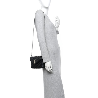 Saint Laurent Calfskin Y Quilted Monogram Toy Loulou Crossbody Bag Black 2 of 13