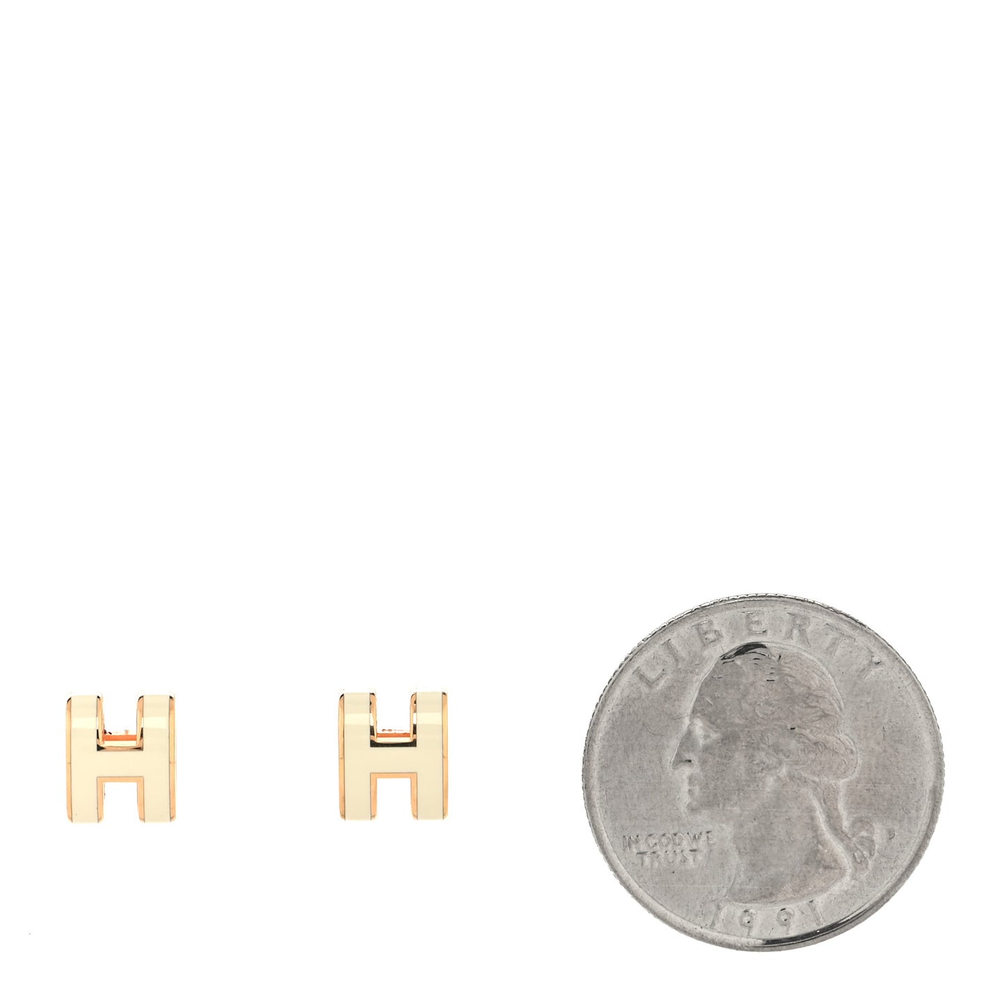 Rose Gold Lacquered Mini Pop H Earrings White