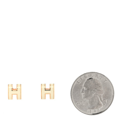 Hermes Rose Gold Lacquered Mini Pop H Earrings White 2 of 5