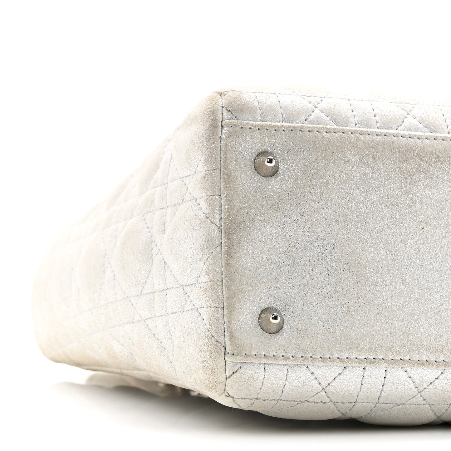 Metallic Nubuck Cannage Medium Lady Dior Silver