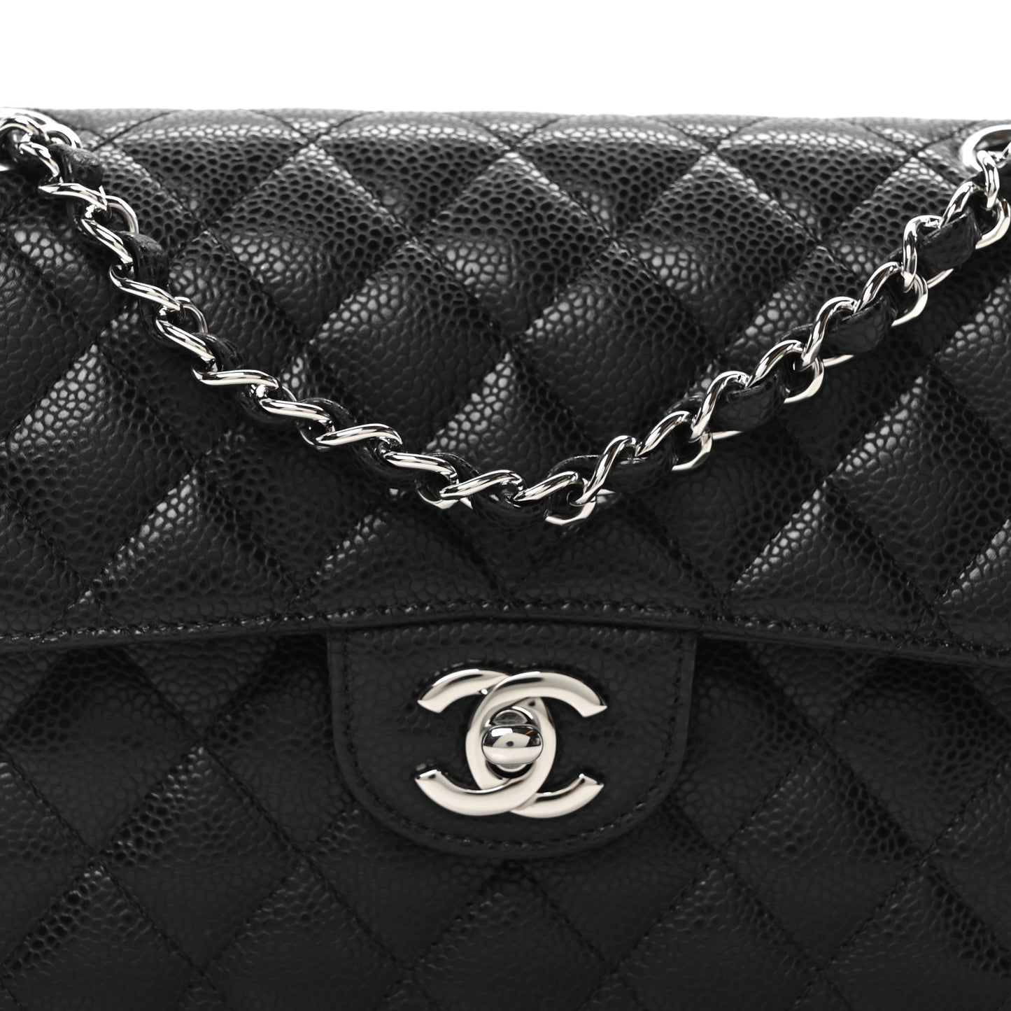 Caviar Quilted Small Double Flap Black