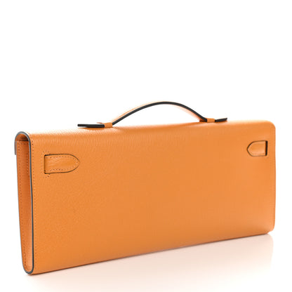 Hermes Chevre Mysore Horseshoe Kelly Cut Clutch Pochette Jaune Ambre 3 of 8