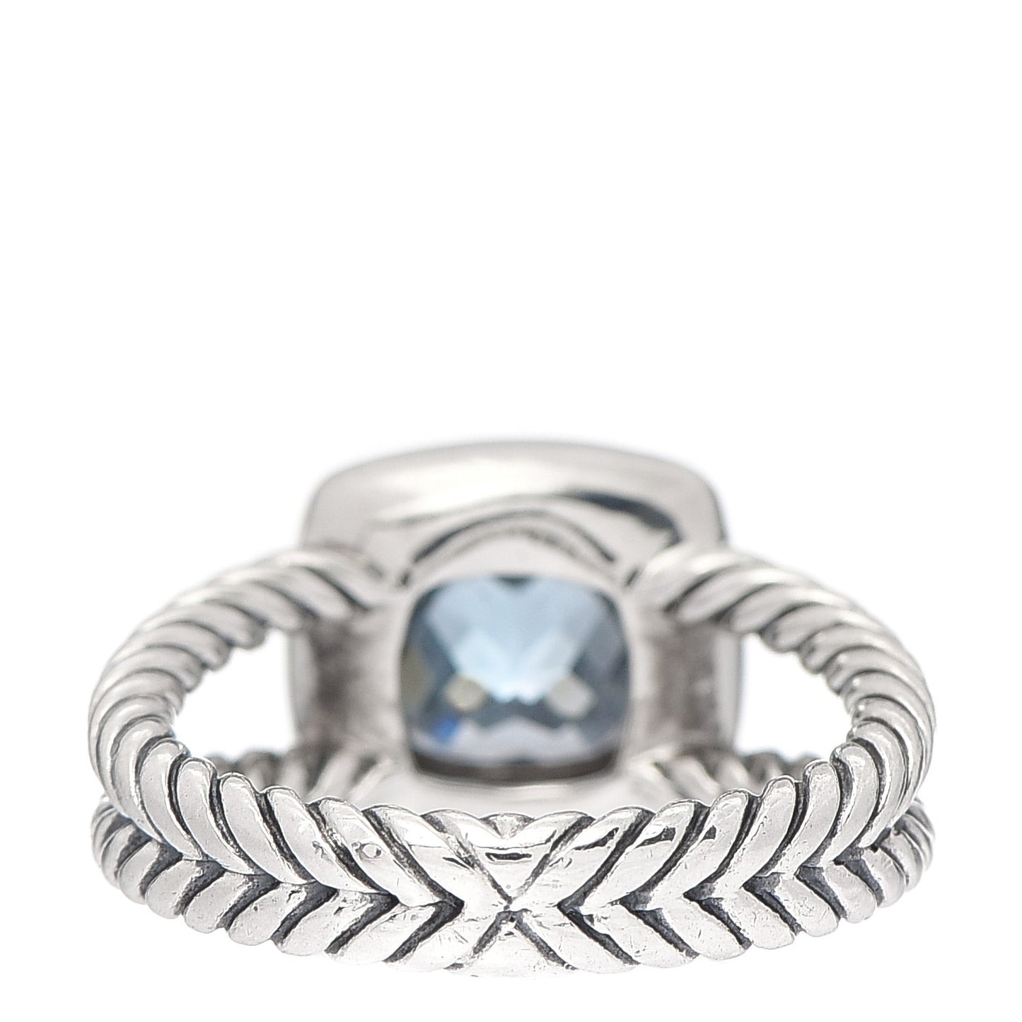Sterling Silver Diamond Blue Topaz 7mm Petite Albion Ring 52 6