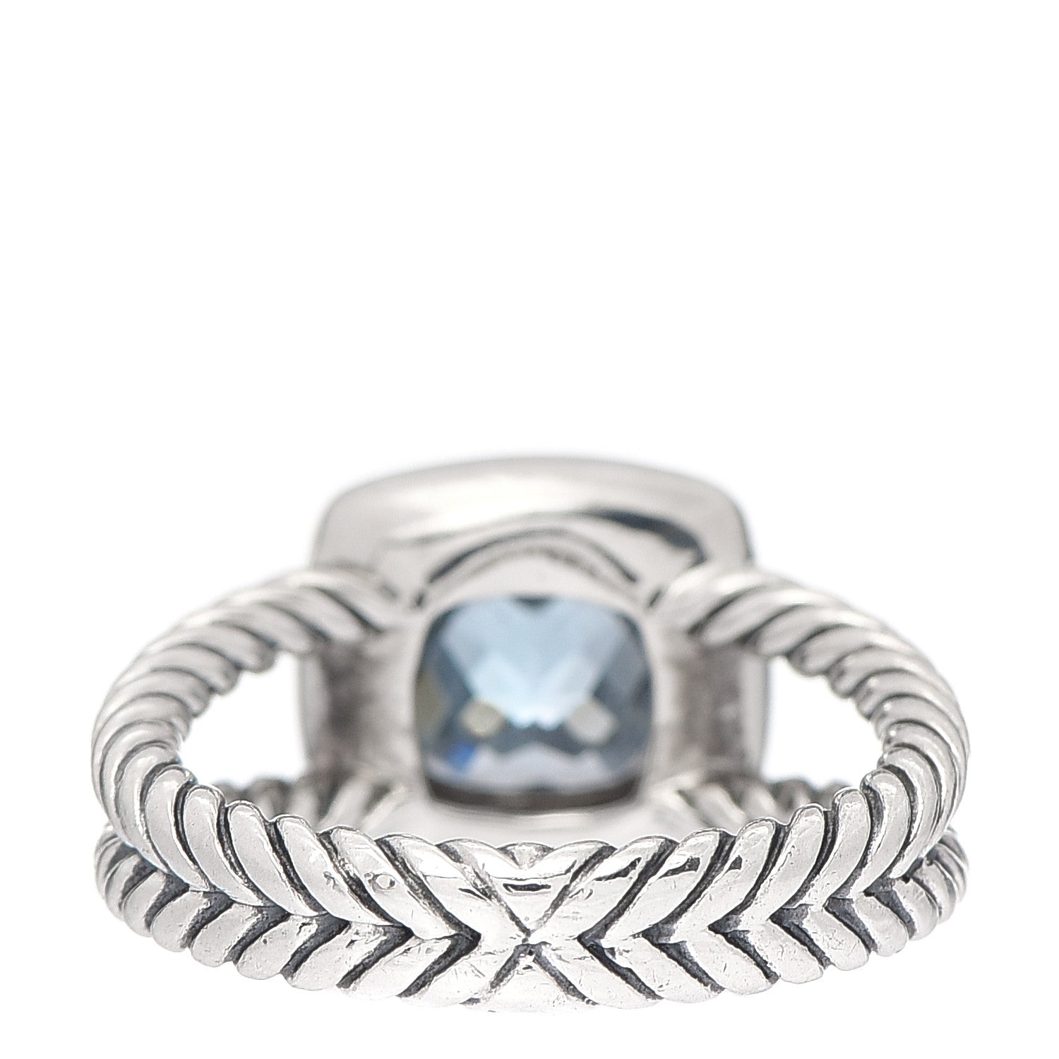 David Yurman Sterling Silver Diamond Blue Topaz 7mm Petite Albion Ring 52 6 4 of 5
