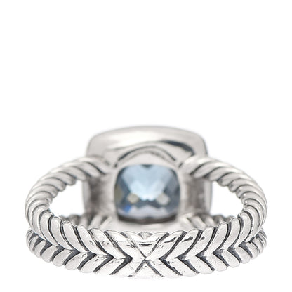 David Yurman Sterling Silver Diamond Blue Topaz 7mm Petite Albion Ring 52 6 4 of 5