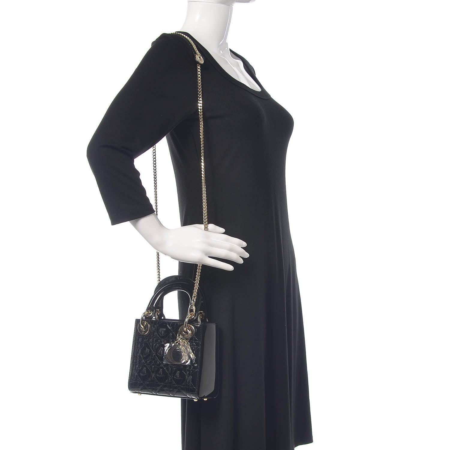 Christian Dior Patent Cannage Mini Lady Dior Black 2 of 10