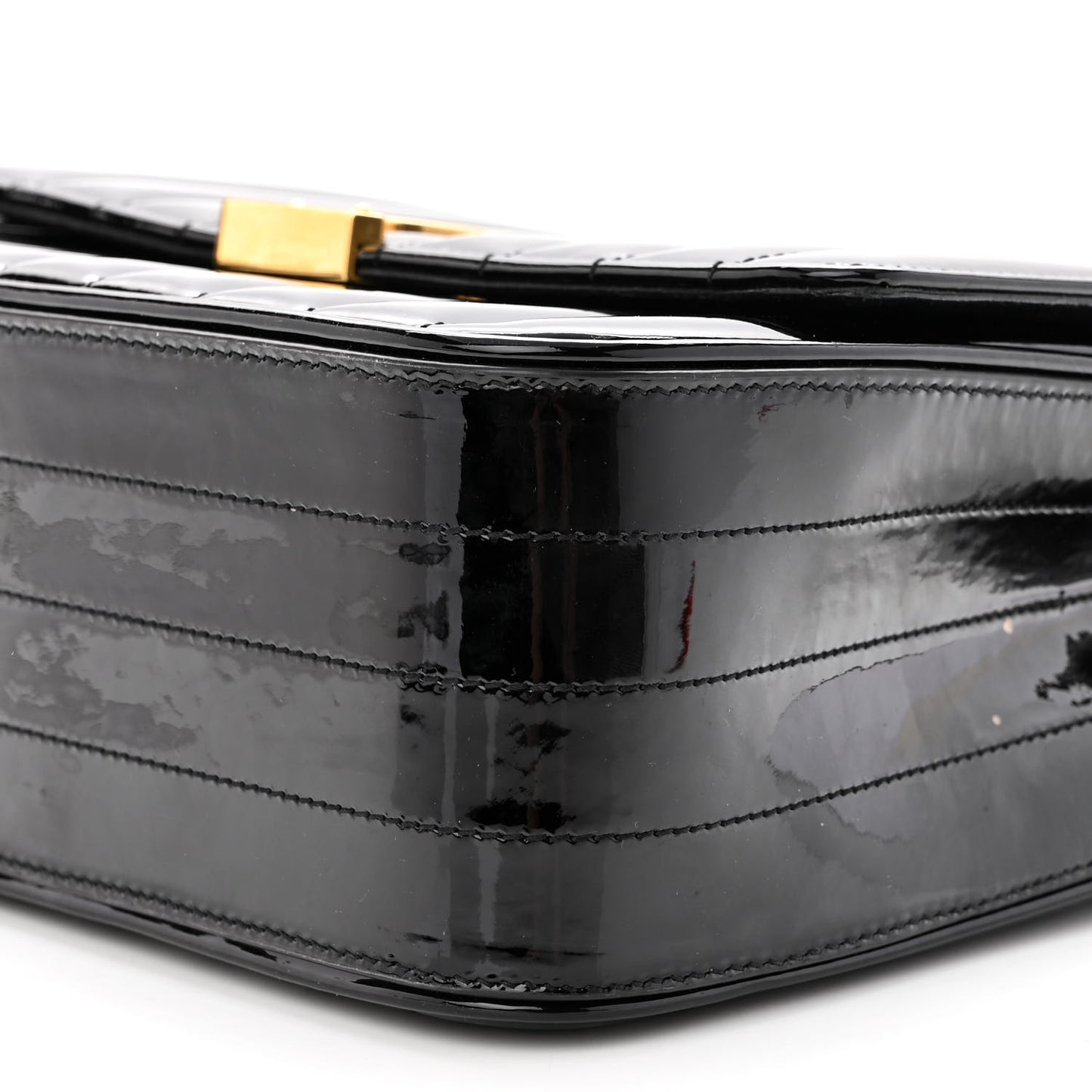 Patent Matelasse Monogram Large Vicky Chain Bag Black