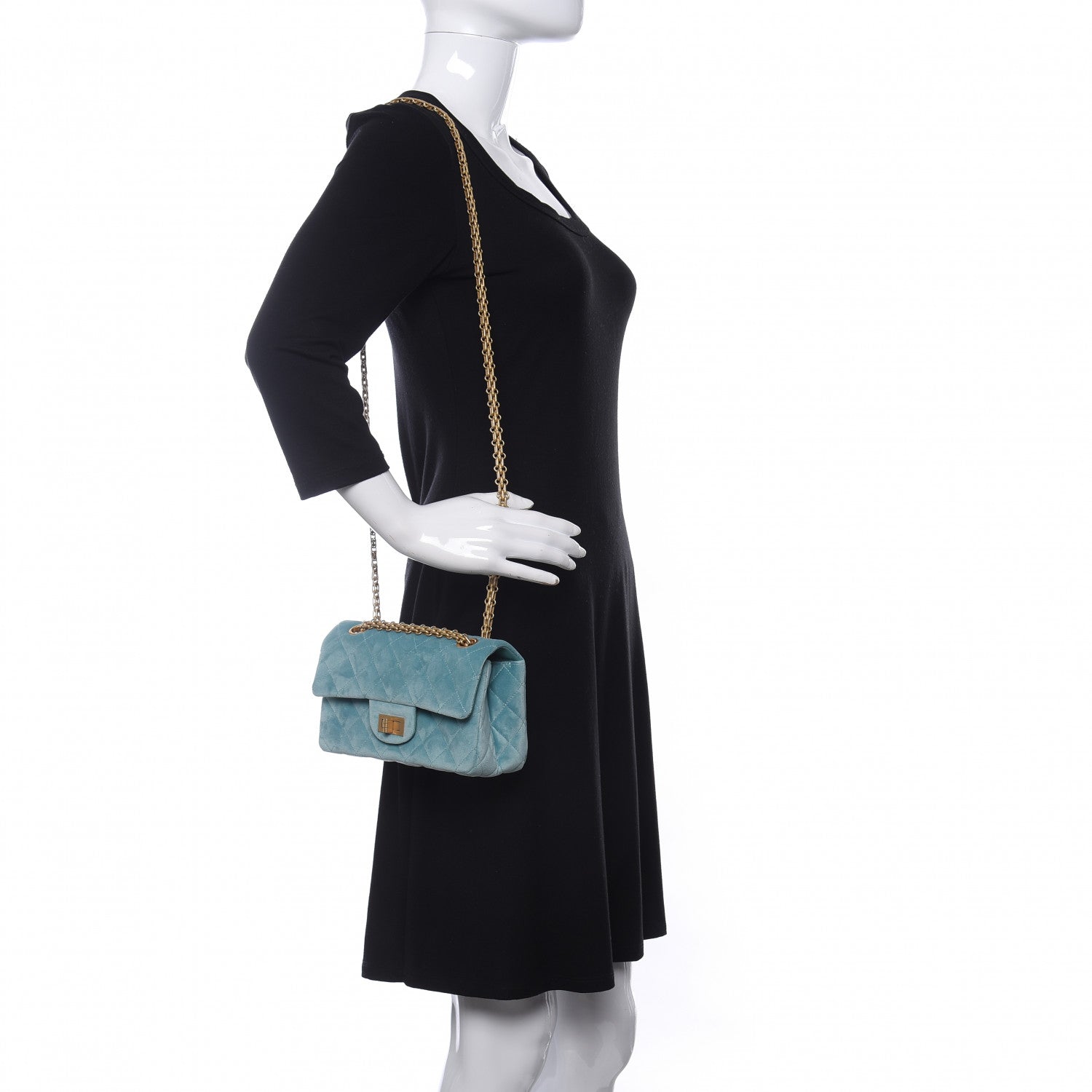 Chanel Velvet Quilted Mini 2.55 Reissue Flap Light Blue 2 of 11