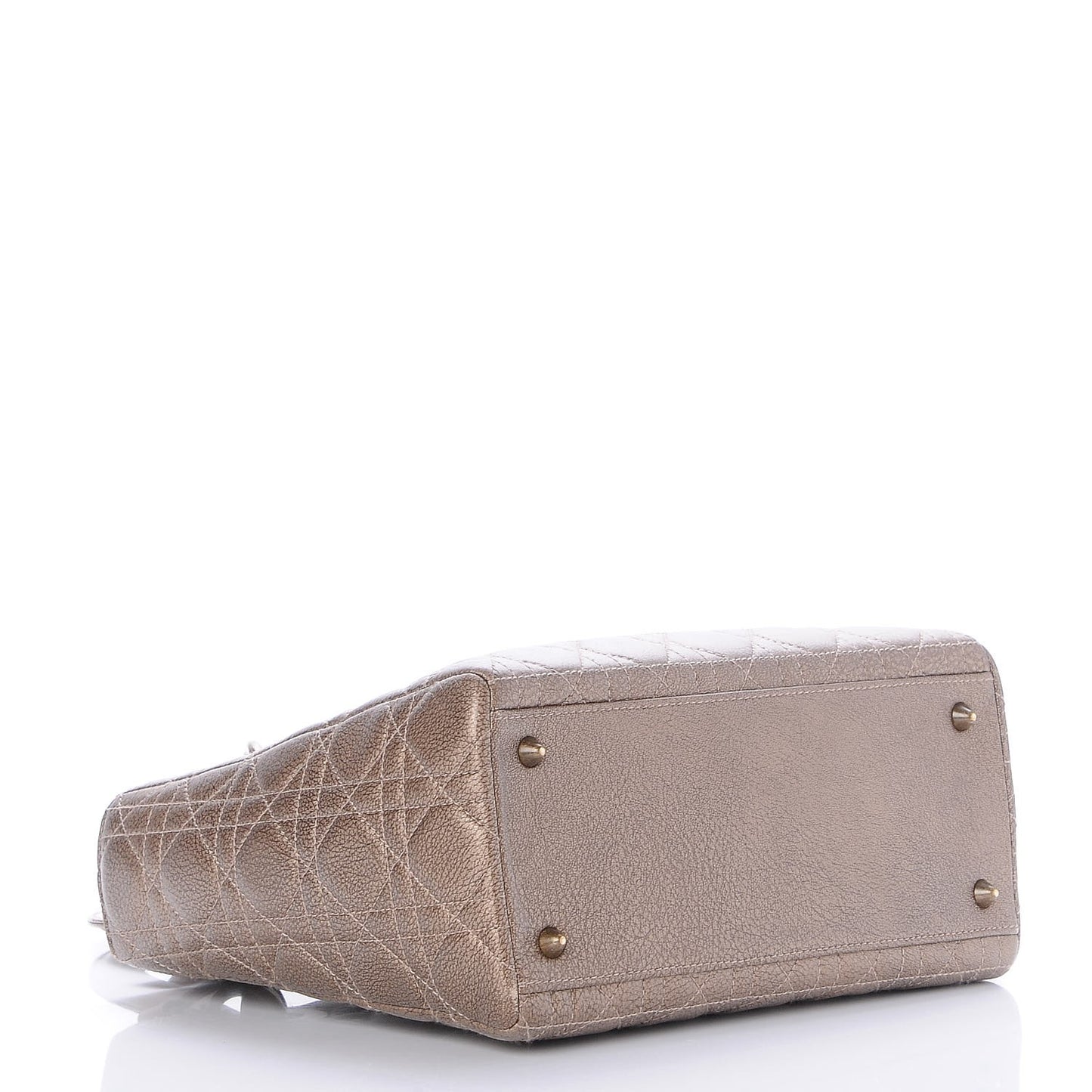 Metallic Lambskin Cannage Medium Lady Dior Bronze