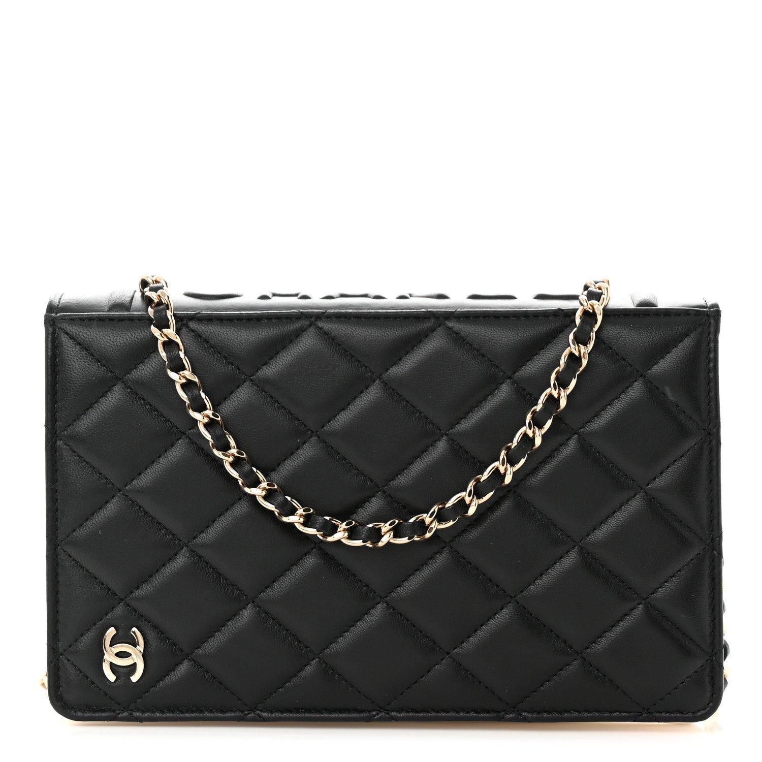 Chanel Lambskin Quilted Book Wallet On Chain WOC Black 1 of 12