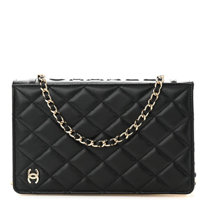 Chanel Lambskin Quilted Book Wallet On Chain WOC Black 1 of 12