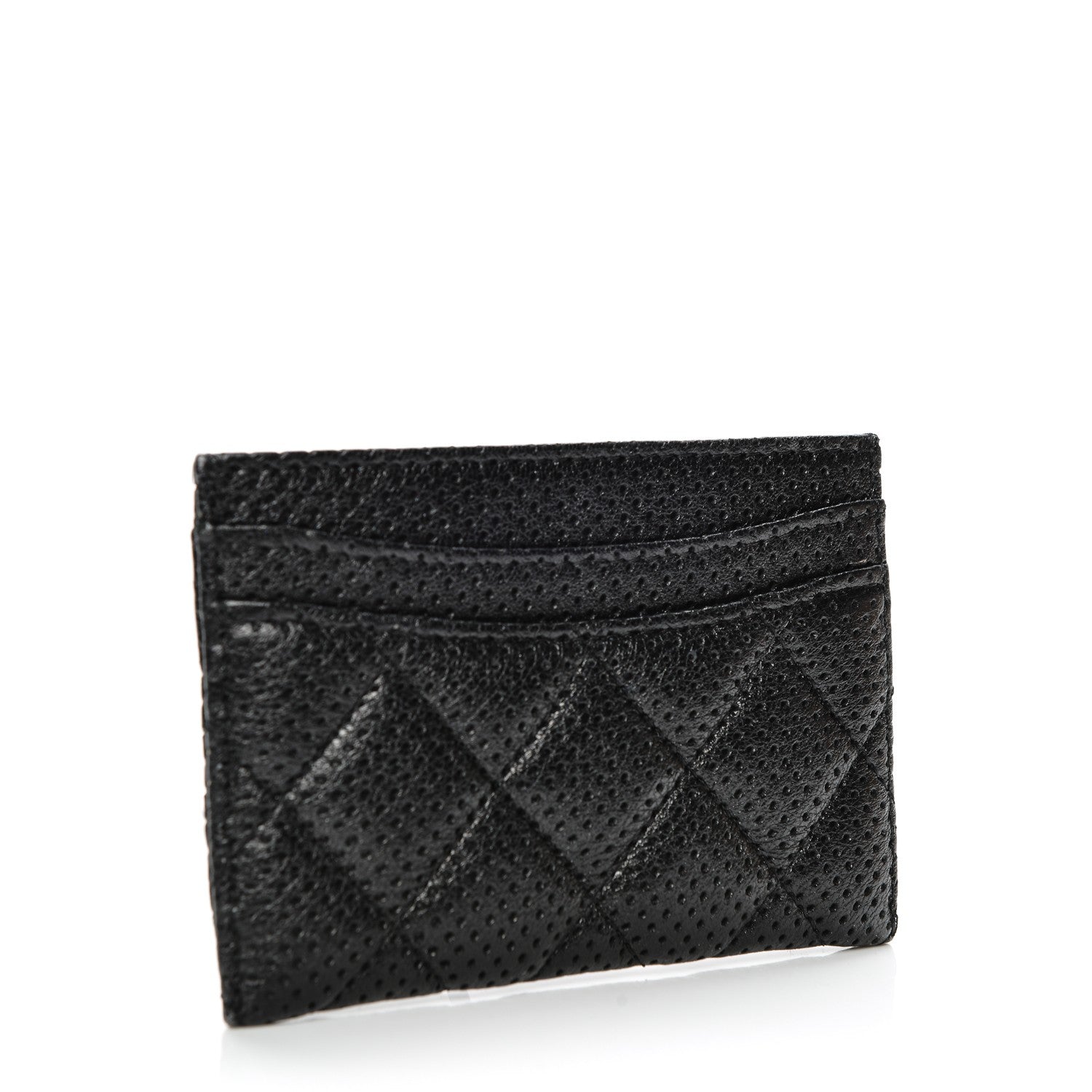 Chanel Perforated Lambskin Quilted Card Holder Black 3 of 9