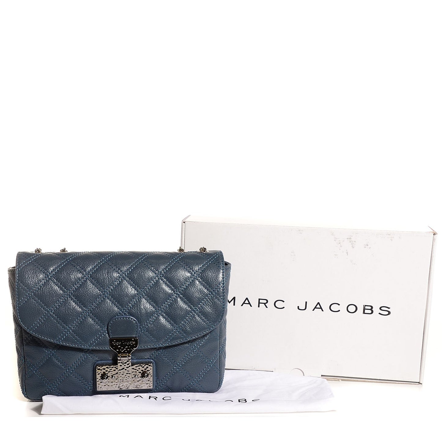 Lambskin Baroque Medium Single Flap Blue Atlantic