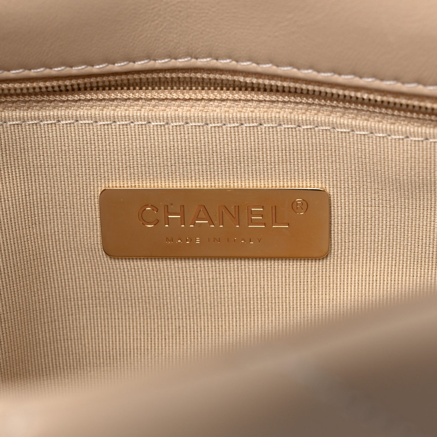 Lambskin Quilted Medium Chanel 19 Flap Light Beige
