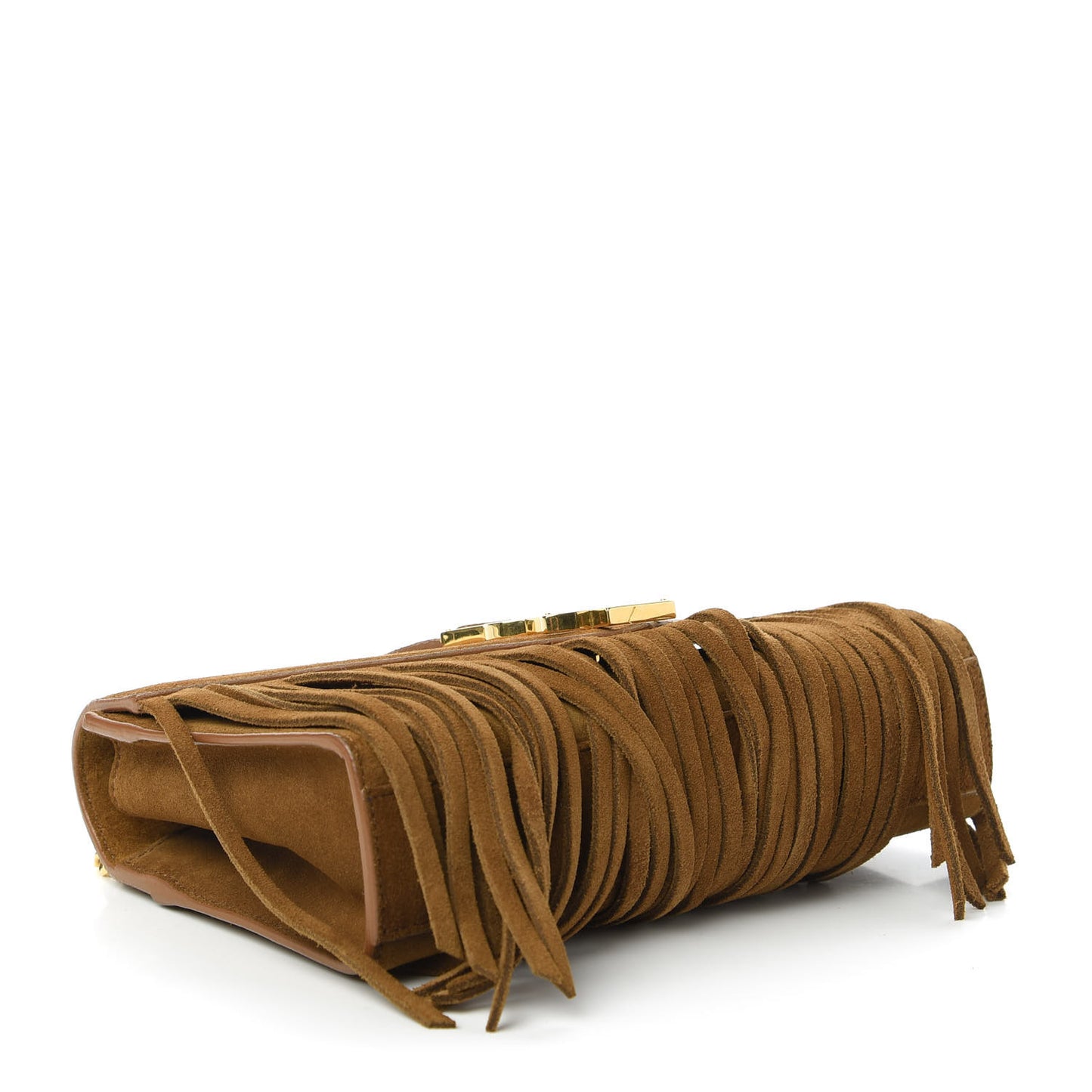 Suede Fringe Baby Monogram Satchel Light Ocre