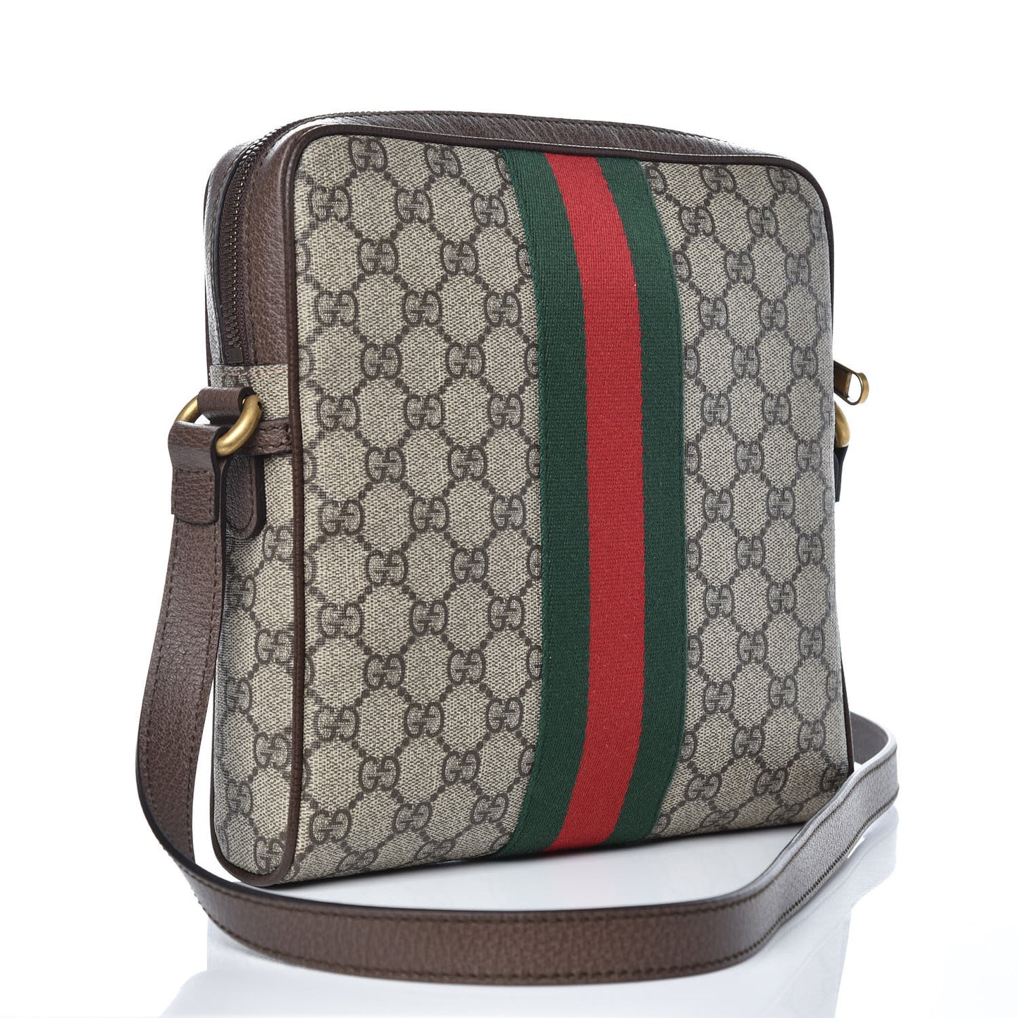 GG Supreme Monogram Web Small Ophidia Messenger Bag Brown