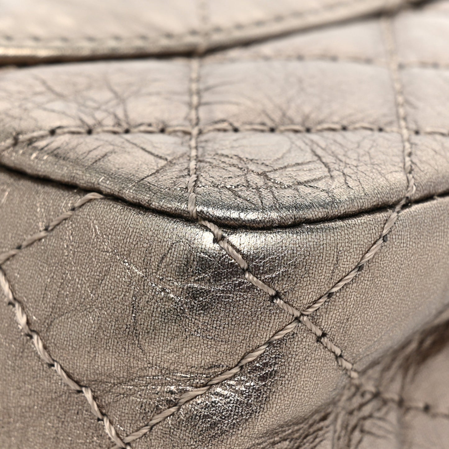 Metallic Aged Calfskin Quilted 2.55 Reissue 225 Flap Pewter