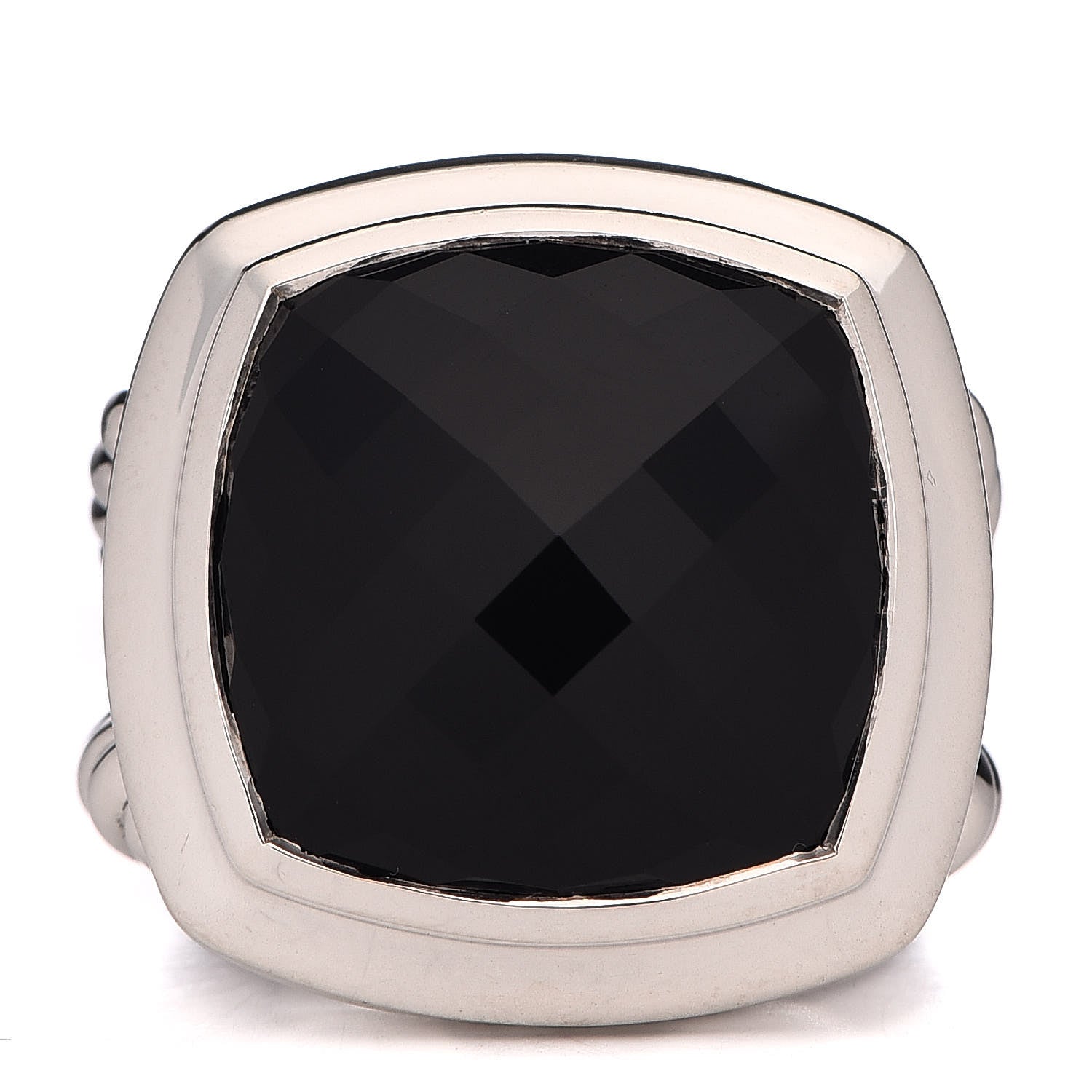 David Yurman Sterling Silver Black Onyx 16mm Albion Ring 52 6 1 of 5
