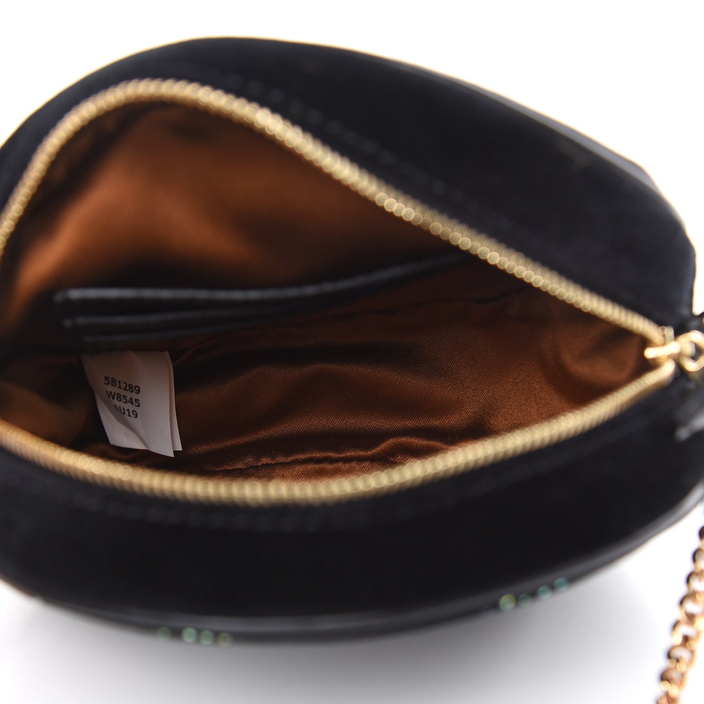 Velvet Crystal Monogram Mini Round Crossbody Bag Black