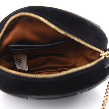 Stella McCartney Velvet Crystal Monogram Mini Round Crossbody Bag Black 6 of 8