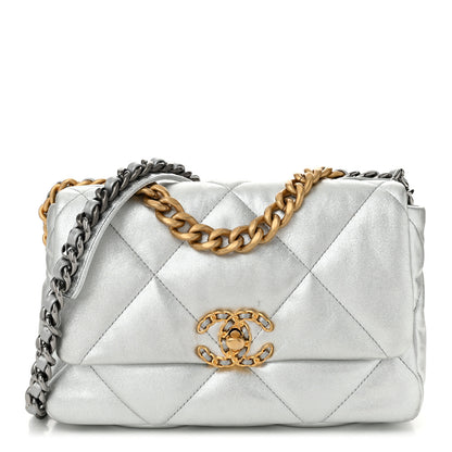 Chanel Metallic Lambskin Quilted Medium Chanel 19 Flap Silver 1 of 11