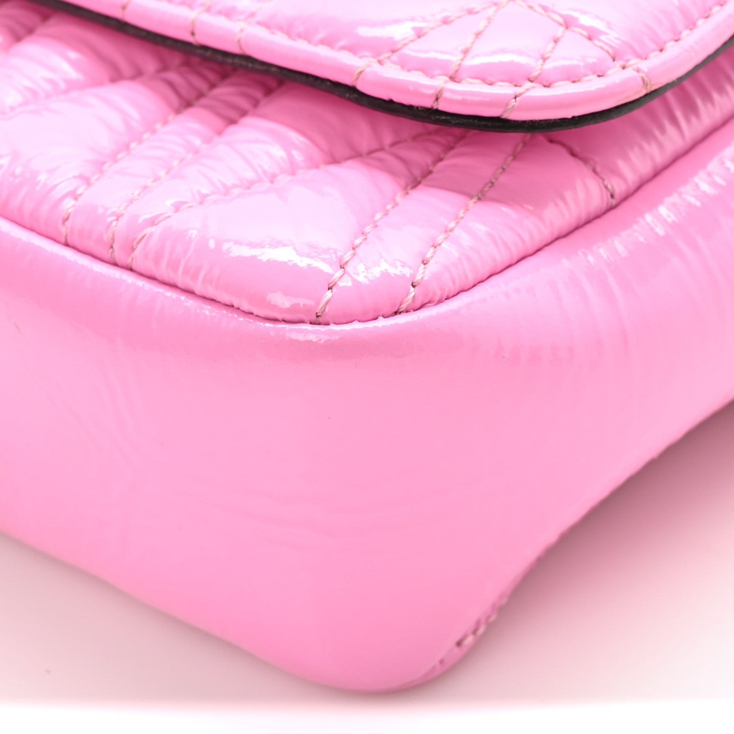 Versace Patent Quilted Virtus Tonal Evening Bag Pink 10 of 10