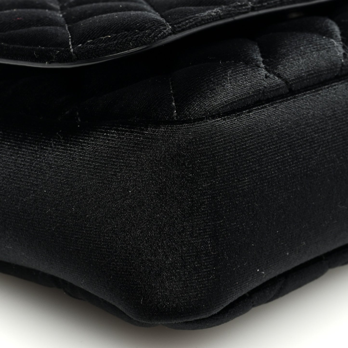 Velvet Quilted Icon Crossbody Bag Black