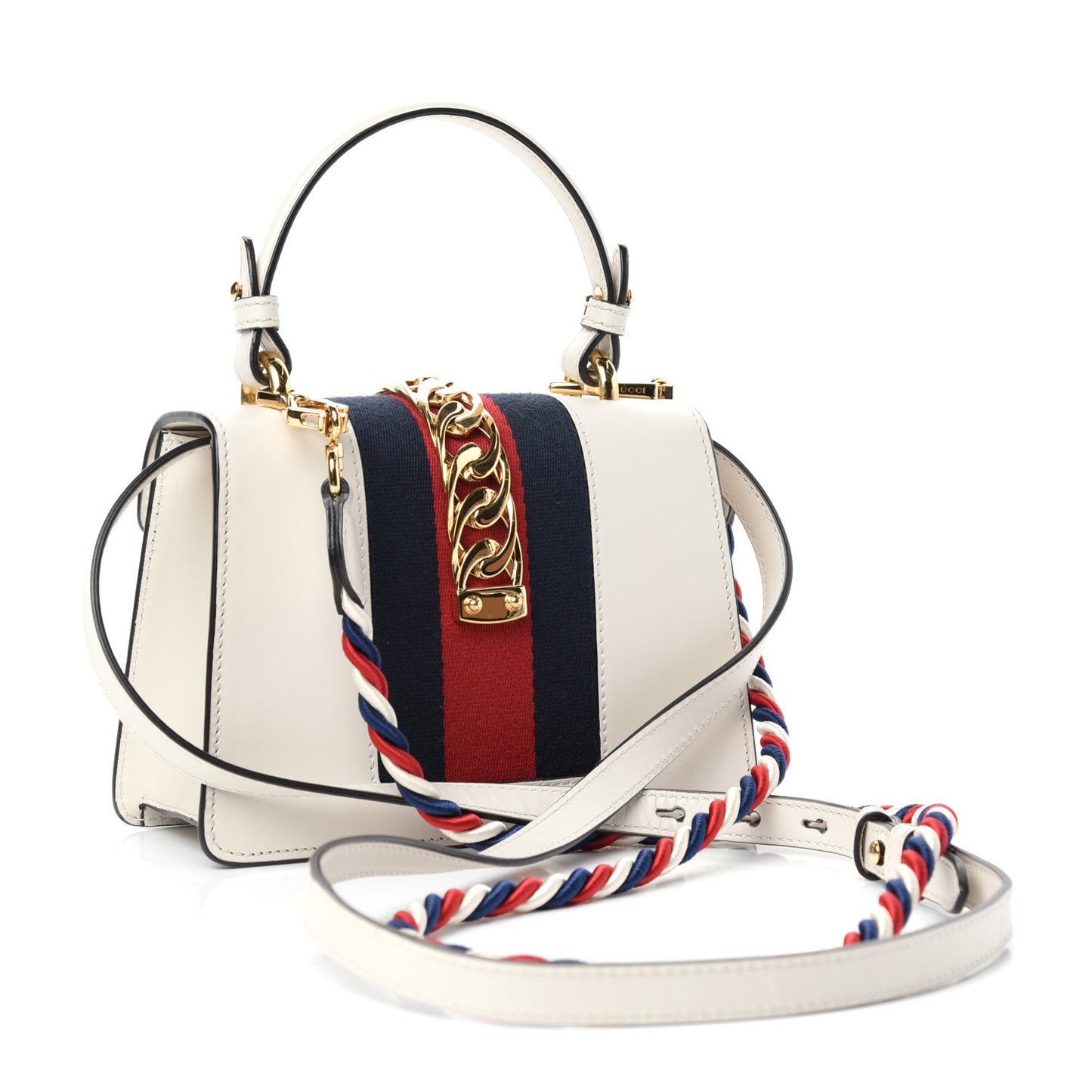 Calfskin Mini Sylvie Top Handle Bag White