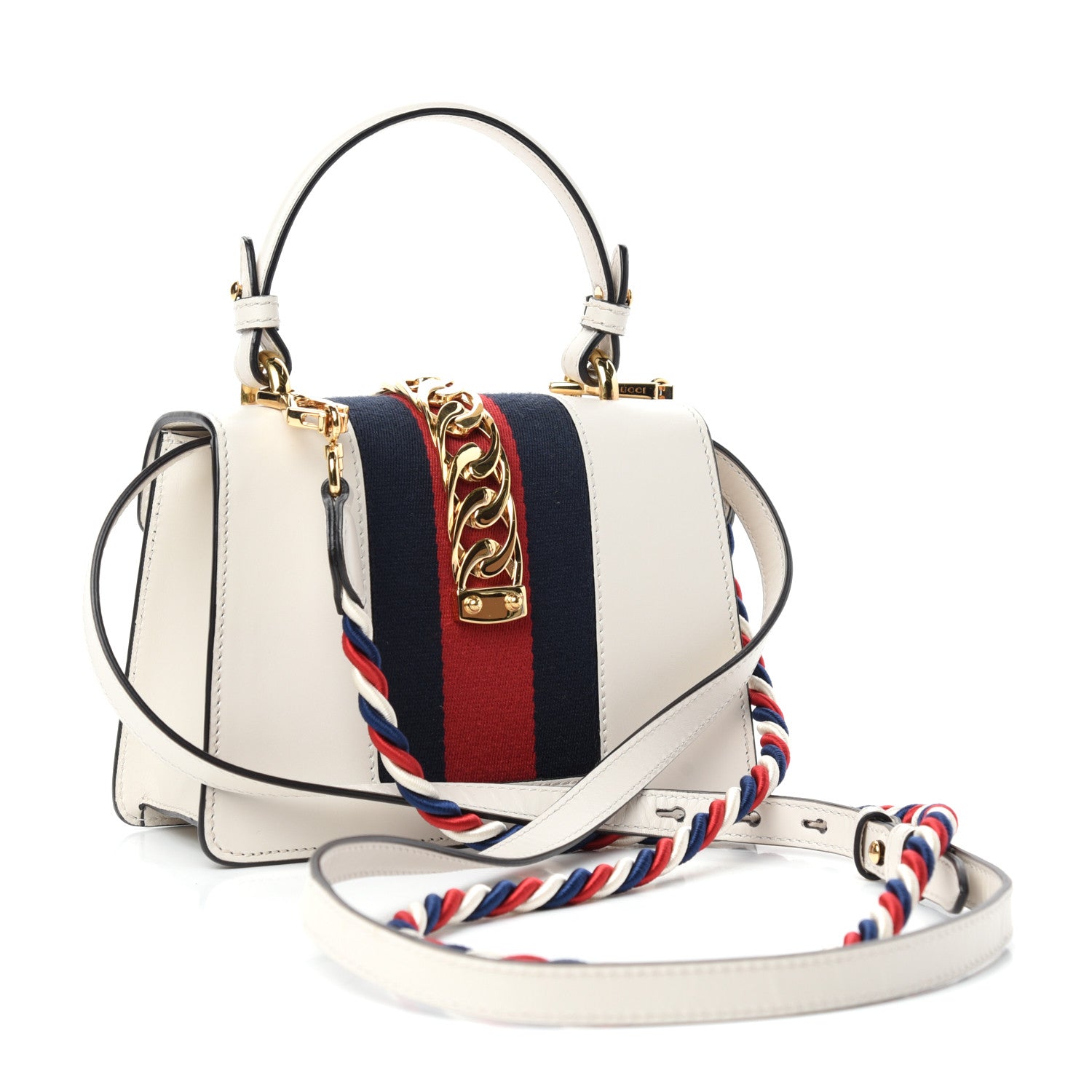 Gucci Calfskin Mini Sylvie Top Handle Bag White 3 of 10