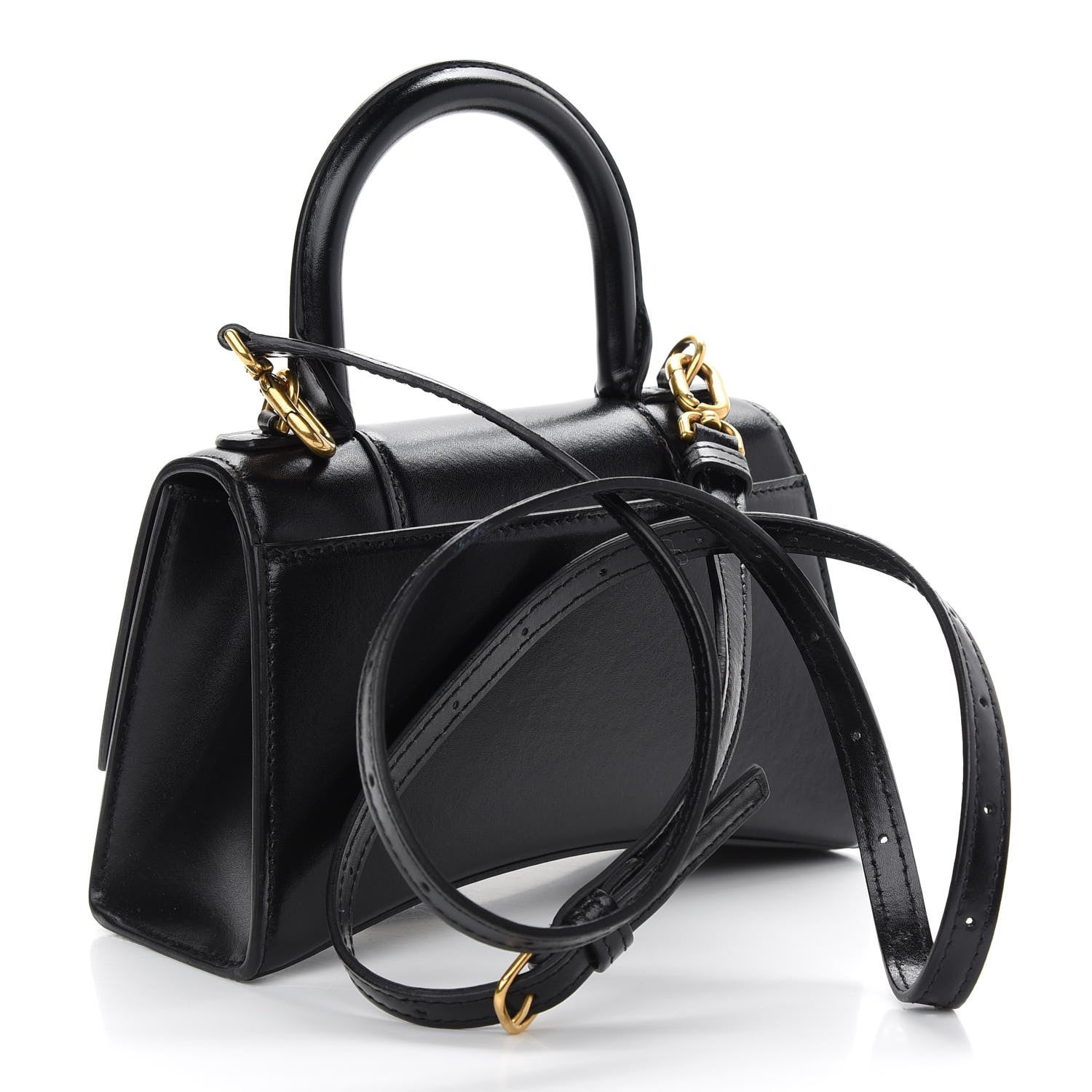 Balenciaga Shiny Box Calfskin Hourglass Top Handle Bag XS Black 3 of 8