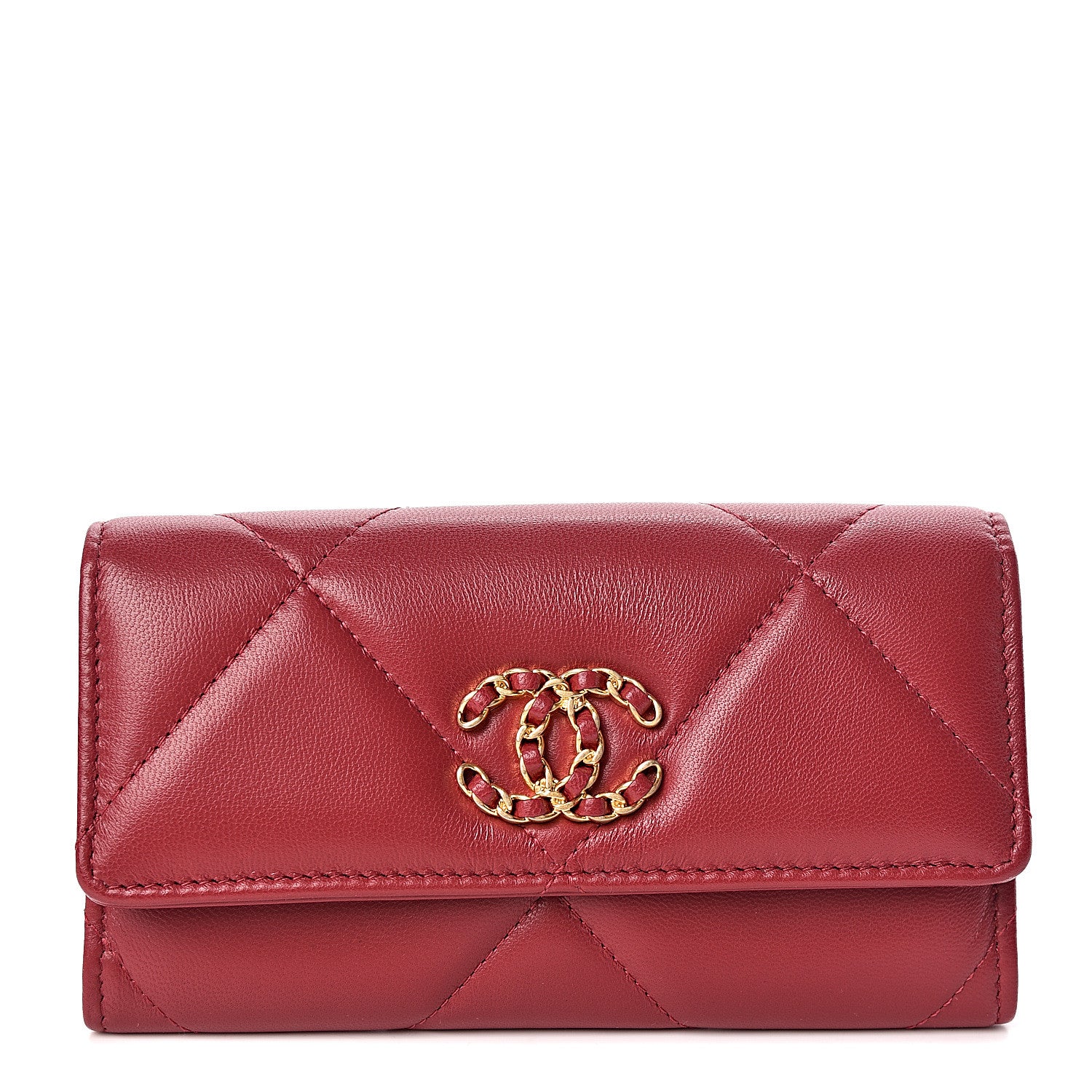 Chanel Goatskin Quilted 19 Flap Wallet Red 1 of 8