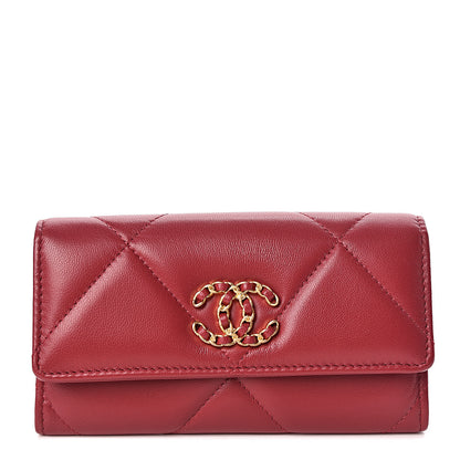 Chanel Goatskin Quilted 19 Flap Wallet Red 1 of 8