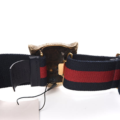 Gucci Web Feline Buckle Belt 75 30 Blue Red 3 of 3